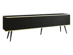 Sale Móvel TV com Lamas Negras, Tortas Negros, 175 x 30 x 52 cm, Push to Open Preto