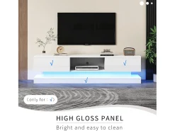 Móvel De Tv*ModernLuxe Móvel TV com LED 160cm - 2 gavetas e 1 compartimento aberto - adequado para TV 60" - Branco