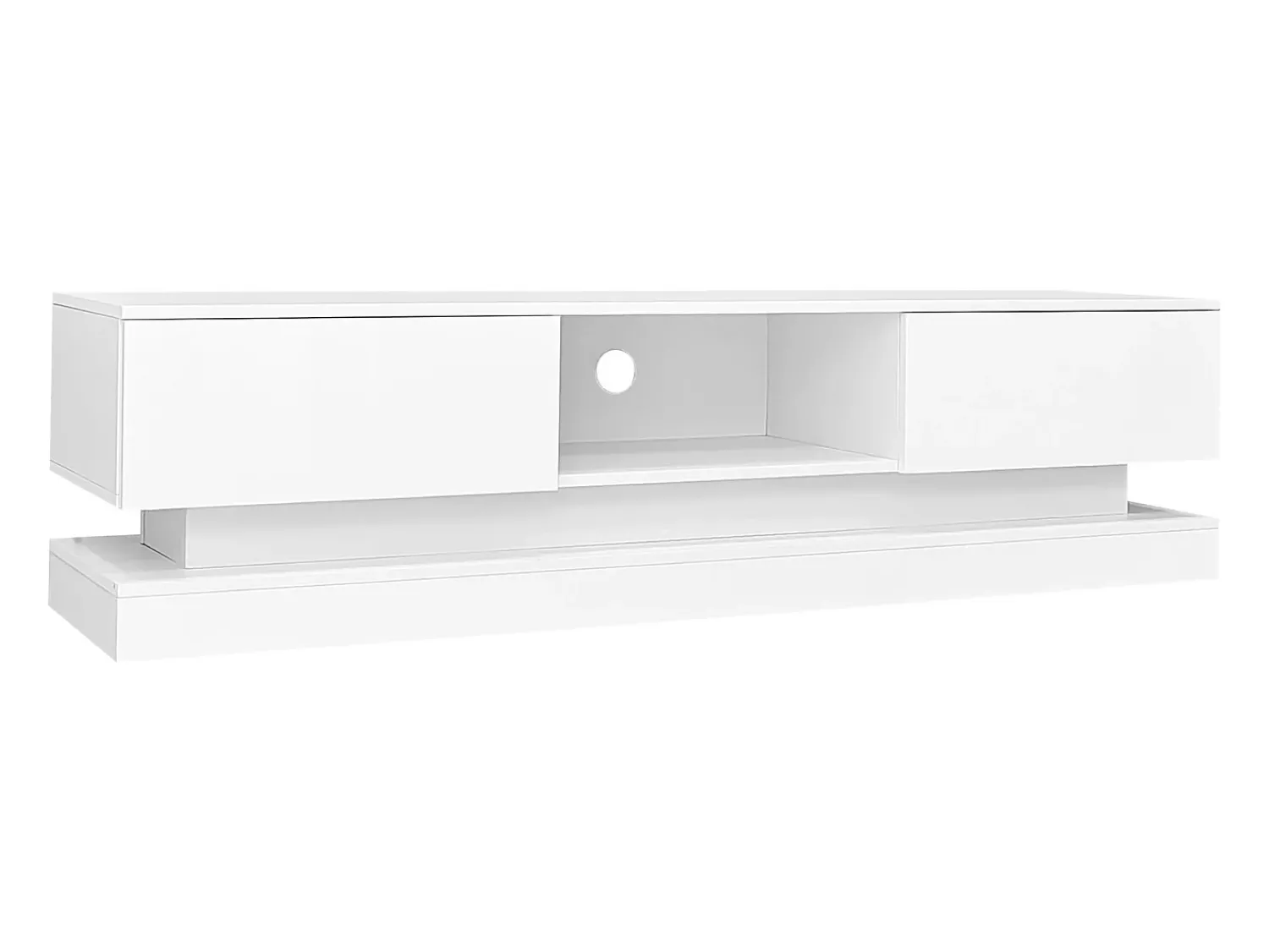 Móvel De Tv*ModernLuxe Móvel TV com LED 160cm - 2 gavetas e 1 compartimento aberto - adequado para TV 60" - Branco