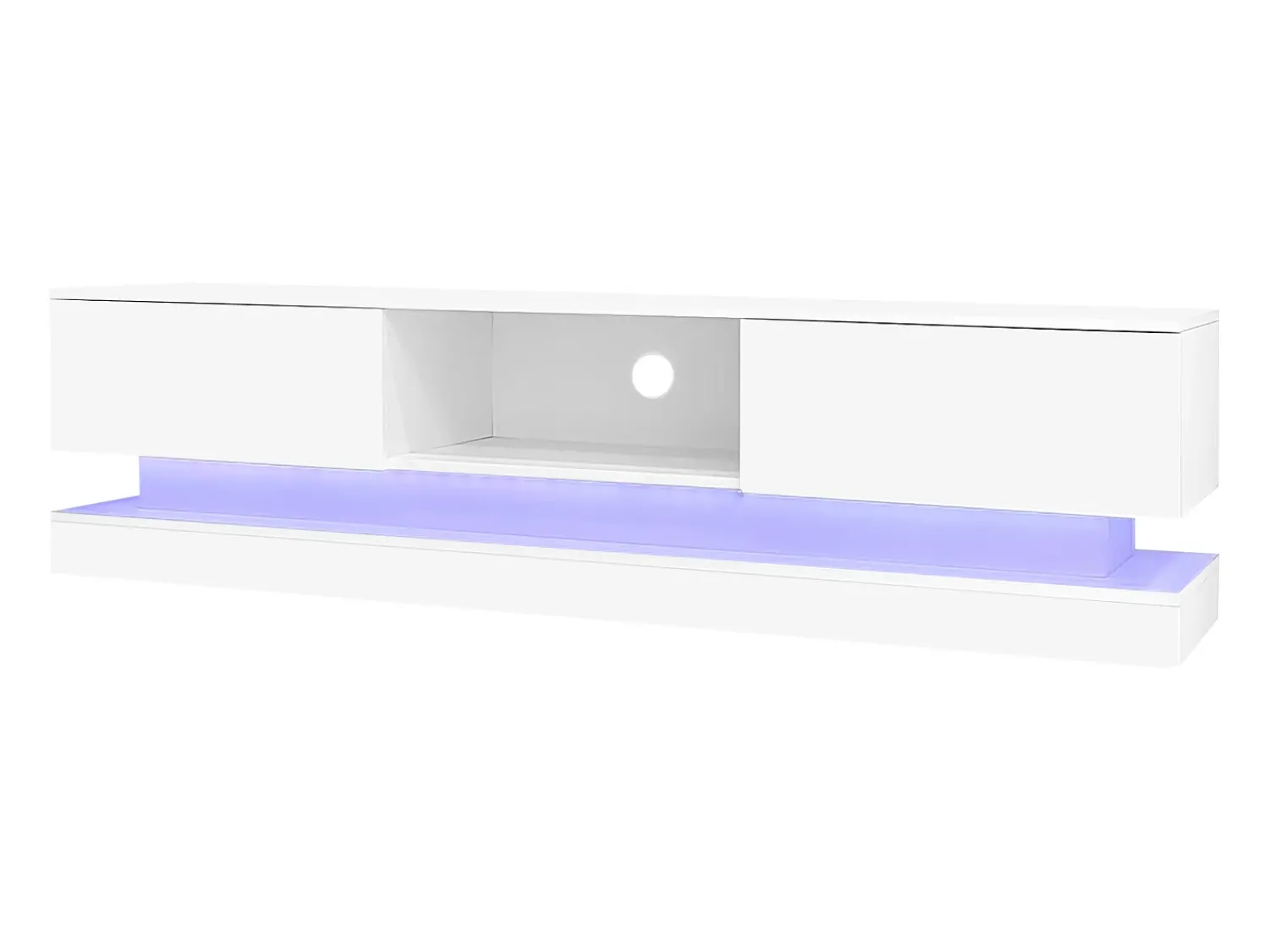 Móvel De Tv*ModernLuxe Móvel TV com LED 160cm - 2 gavetas e 1 compartimento aberto - adequado para TV 60" - Branco