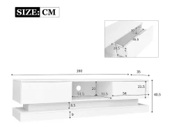 Móvel De Tv*ModernLuxe Móvel TV com LED 160cm - 2 gavetas e 1 compartimento aberto - adequado para TV 60