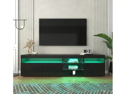 Sale Móvel TV, contemporâneo, com LED, com 3 portas e prateleira, MDF, , 180x35x45cm Preto