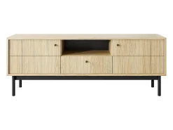 Móvel TV: cor Carvalho Linea, pés pretos, 153,5 x 56,5 x 39 cm^ Móvel De Tv