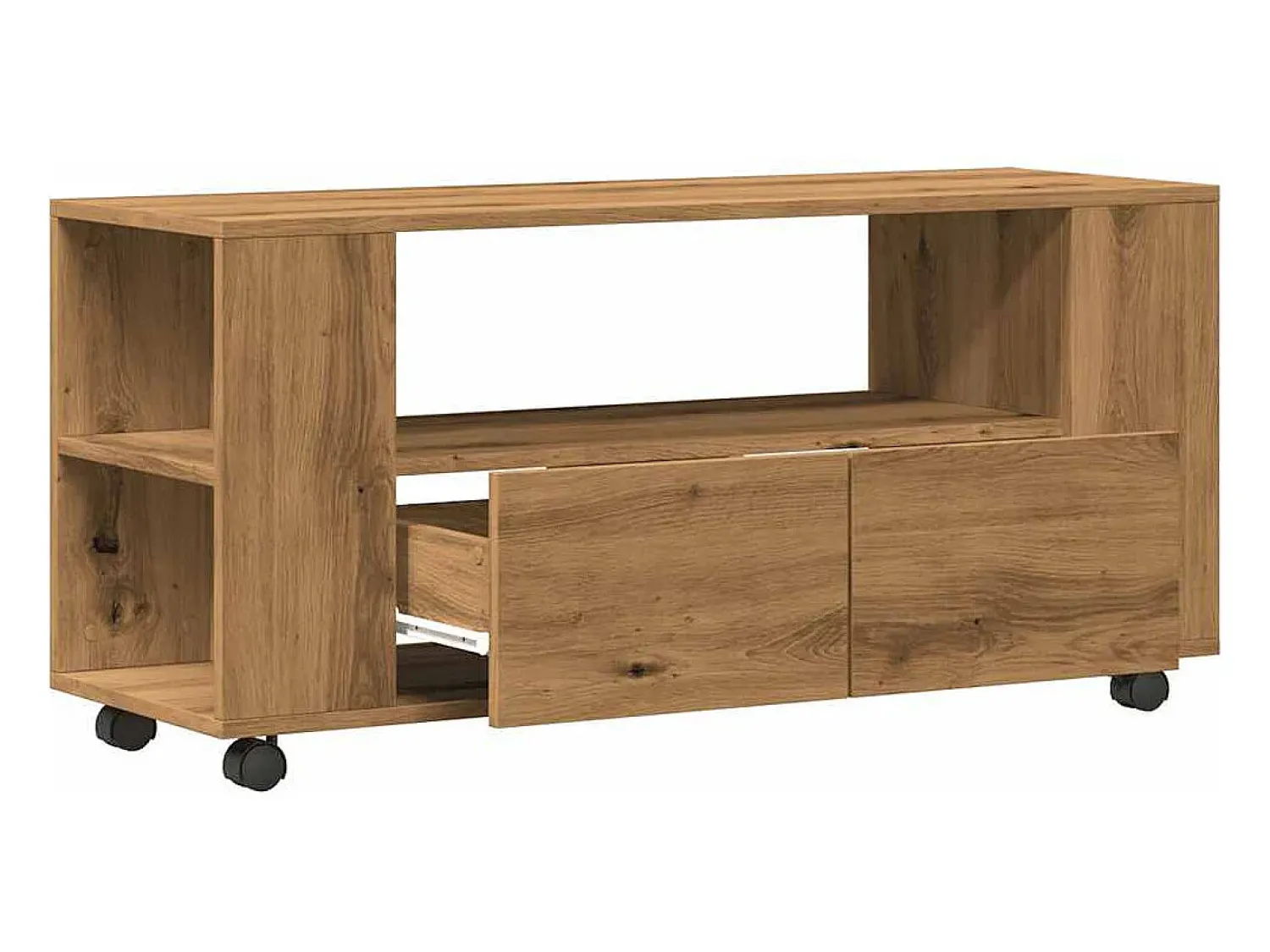 Sale vidaxl Móvel TV c/rodas 102x34,5x43cm deriv.madeira carvalho artisiano Castanho
