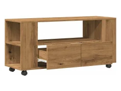 Sale vidaxl Móvel TV c/rodas 102x34,5x43cm deriv.madeira carvalho artisiano Castanho