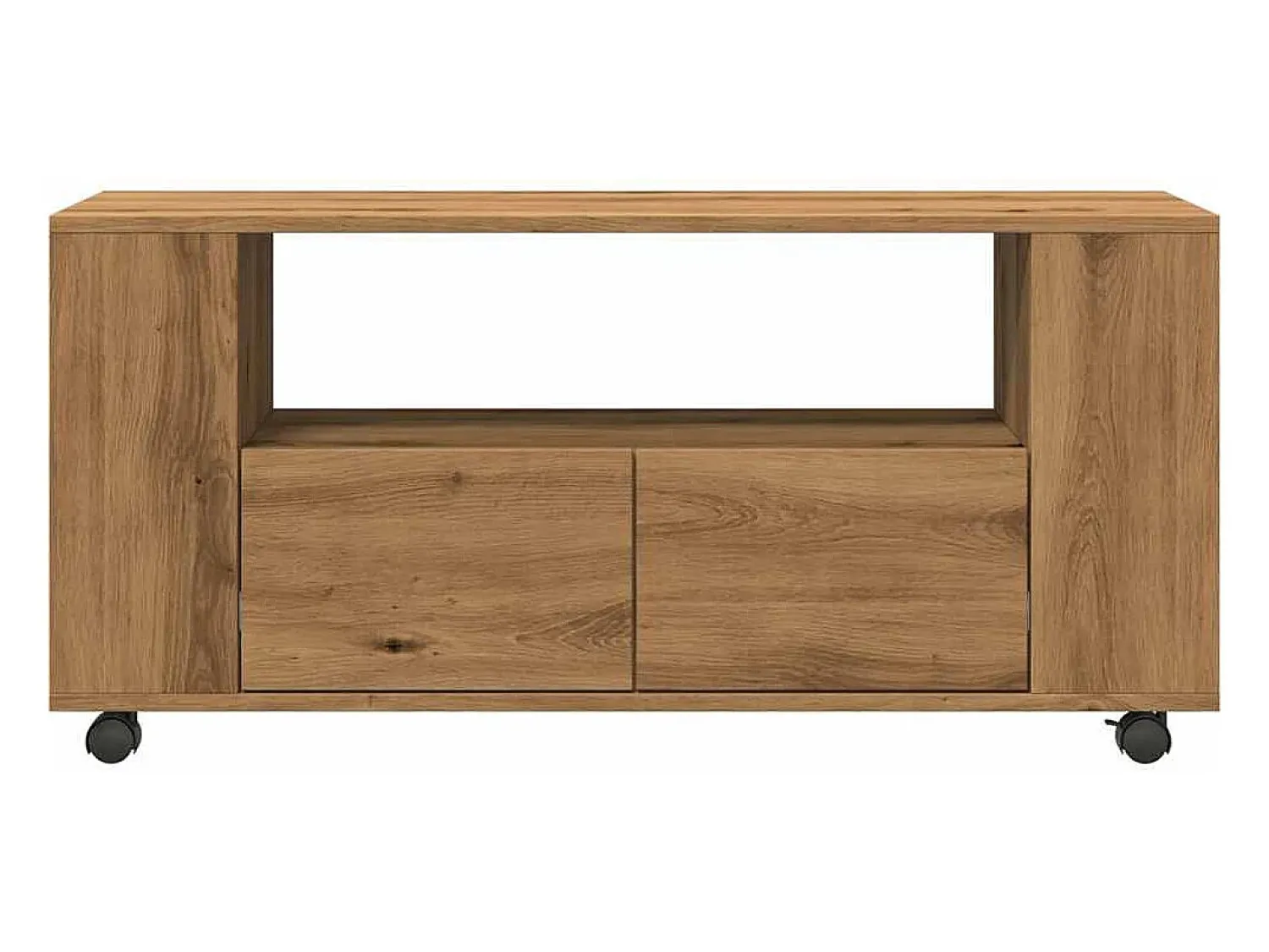 Sale vidaxl Móvel TV c/rodas 102x34,5x43cm deriv.madeira carvalho artisiano Castanho