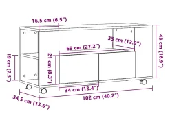 Sale vidaxl Móvel TV c/rodas 102x34,5x43cm deriv.madeira carvalho artisiano Castanho