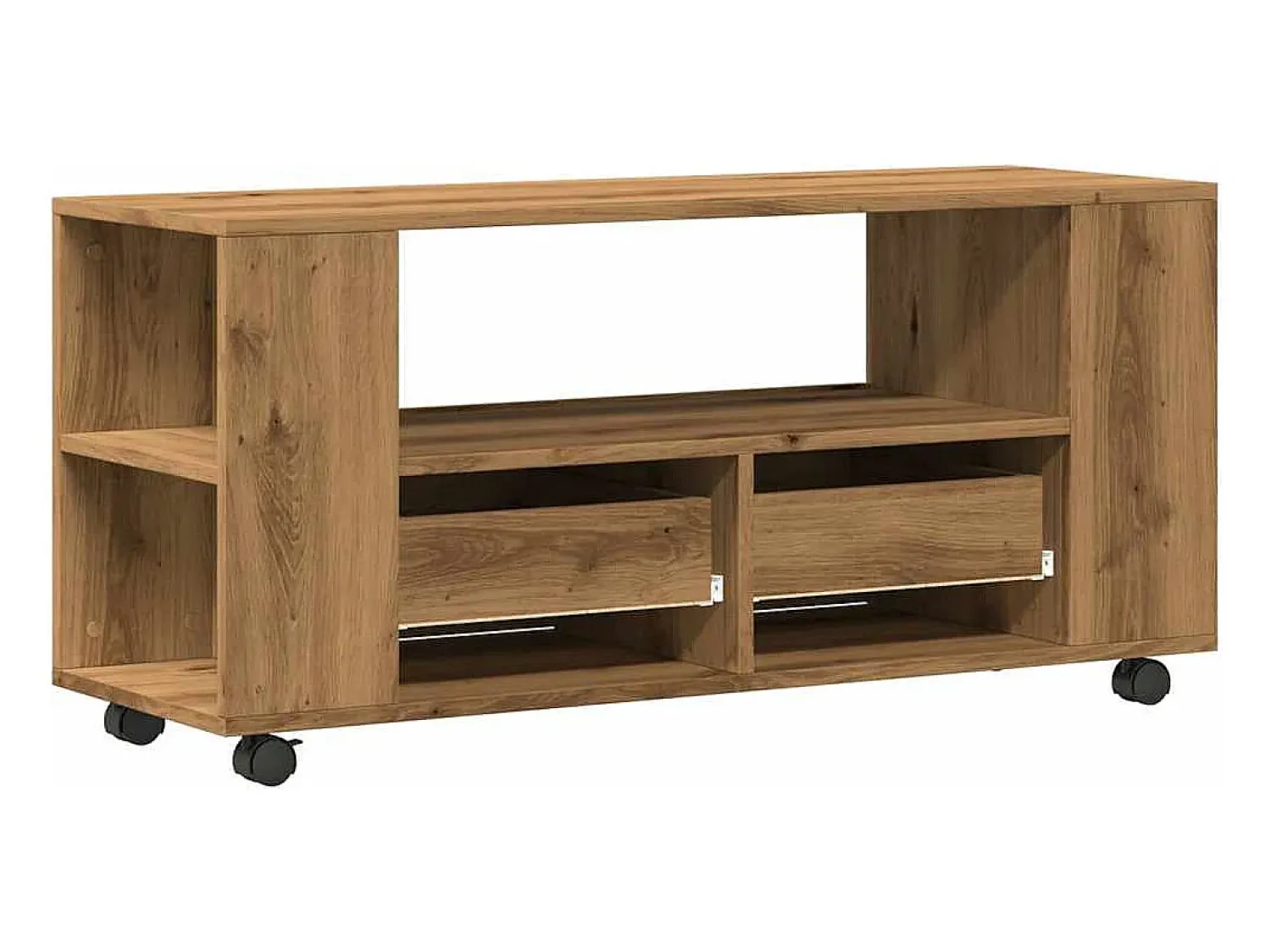 Sale vidaxl Móvel TV c/rodas 102x34,5x43cm deriv.madeira carvalho artisiano Castanho