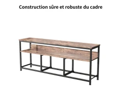 Sale Móvel TV de 108 cm, com 3 gavetas de arrumação, prateleiras, estrutura metálica, rectangular, industrial vintage, mobiliário de sala em madeira - Castanho