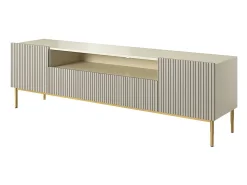 Online Móvel TV de caxemira com 2 portas e 2 gavetas com pé em metal dourado 200x45 cm Bege