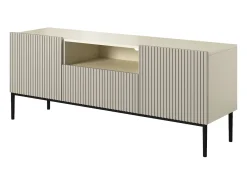 Móvel TV de caxemira com 2 portas e 1 gaveta com pé em metal preto 150x45cm^ Móvel De Tv