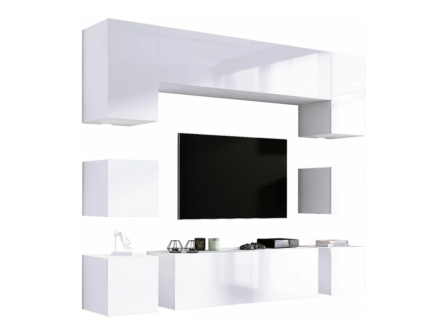 Best Móvel TV de parede, Móvel TV de parede, Fosco / Brilhante, Móvel LED de parede para sala de estar Branco
