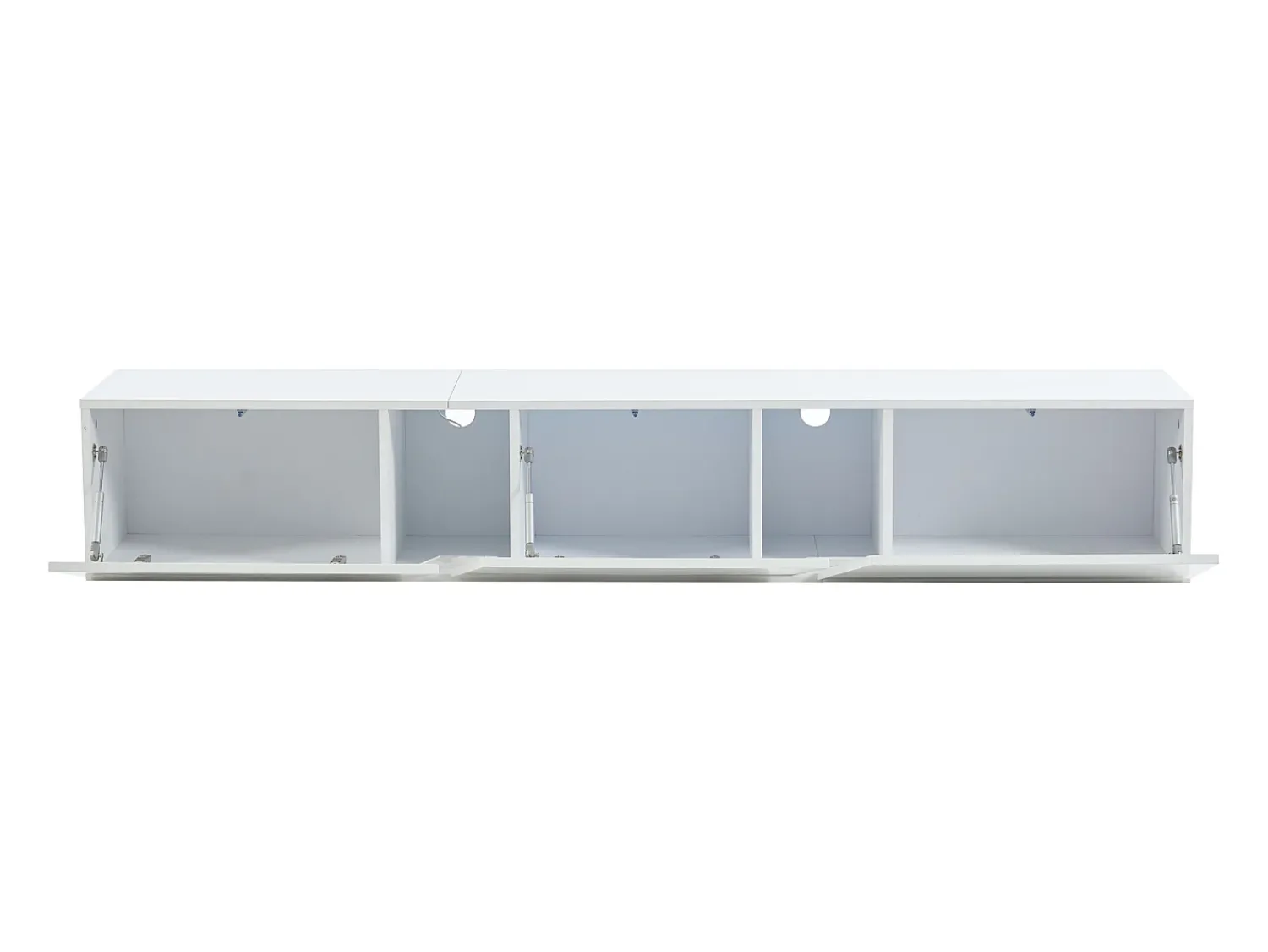 Clearance Hauss Spole Móvel TV de parede 180x35x30cm com LED, 3 portas sanfonadas, lacado brilhante Branco
