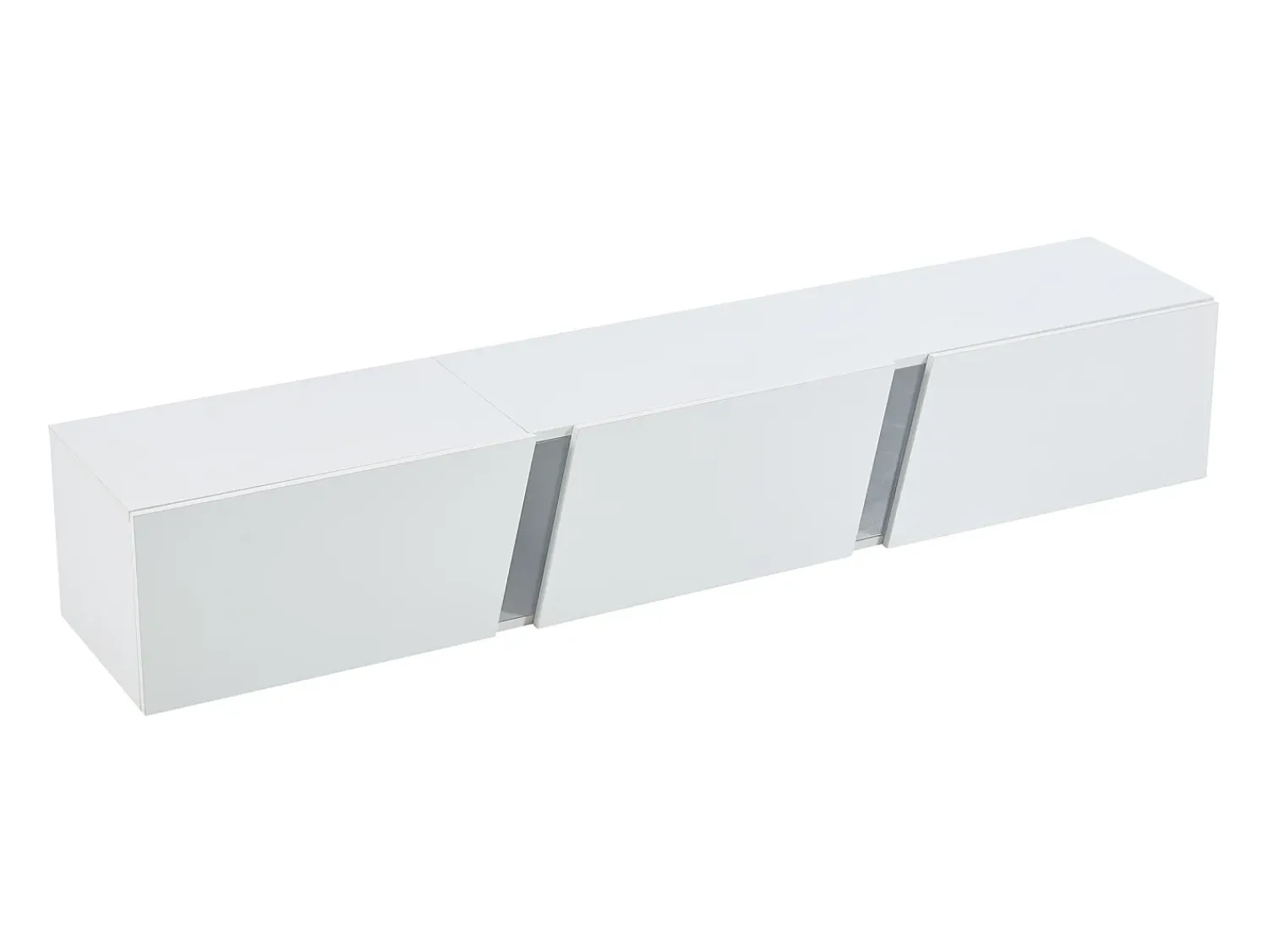 Clearance Hauss Spole Móvel TV de parede 180x35x30cm com LED, 3 portas sanfonadas, lacado brilhante Branco