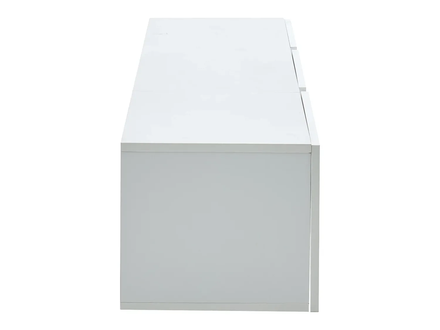 Clearance Hauss Spole Móvel TV de parede 180x35x30cm com LED, 3 portas sanfonadas, lacado brilhante Branco