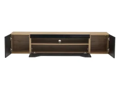 Hauss Spole Móvel TV de parede 180x37x36cm com LED, 3 portas, corpo em folheado de madeira natural e lacado brilhante^ Móvel De Tv