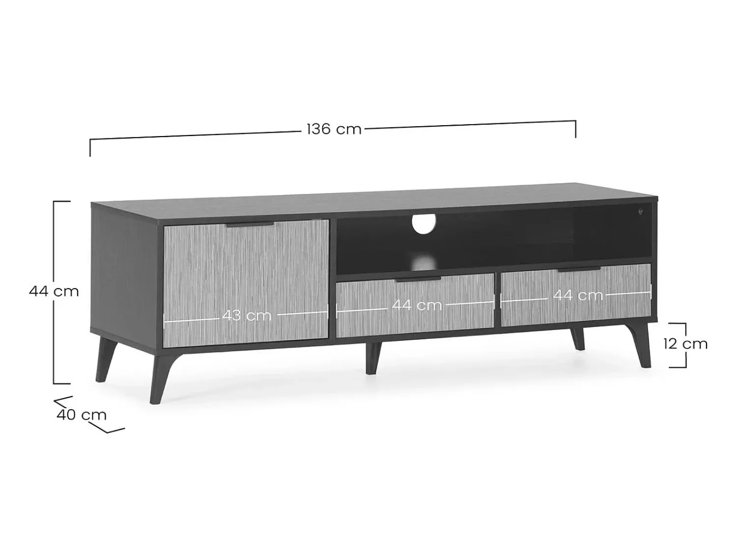 Móvel De Tv|VS Venta-stock Móvel TV Denis 1 porta e 2 gavetas, /Madeira Preto