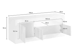 Dmora Móvel TV Dmurra, Aparador de sala, Móvel baixo para TV, Base de parede equipada, Fabricado em Itália, 138x42 h56 cm, Ardósia e Cimento Cinzento