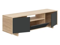 Sale Dmora Móvel TV Dnard, Aparador para televisão da sala, Móvel TV 3 portas, Aparador baixo, 150x41h46 cm, Carvalho Castanho