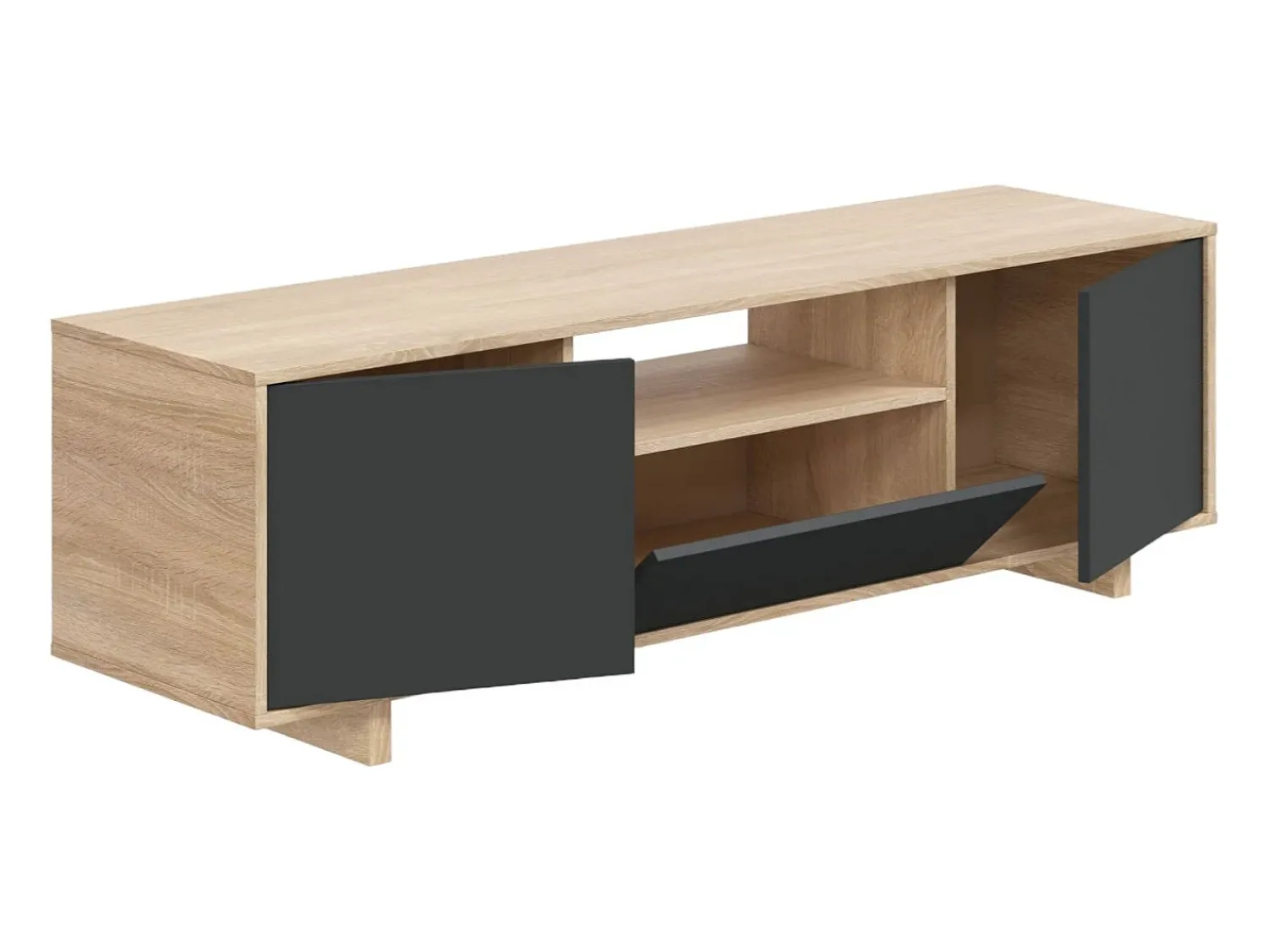 Sale Dmora Móvel TV Dnard, Aparador para televisão da sala, Móvel TV 3 portas, Aparador baixo, 150x41h46 cm, Carvalho Castanho