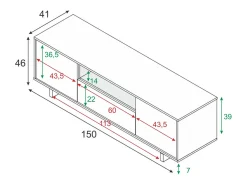Sale Dmora Móvel TV Dnard, Aparador para televisão da sala, Móvel TV 3 portas, Aparador baixo, 150x41h46 cm, Carvalho Castanho