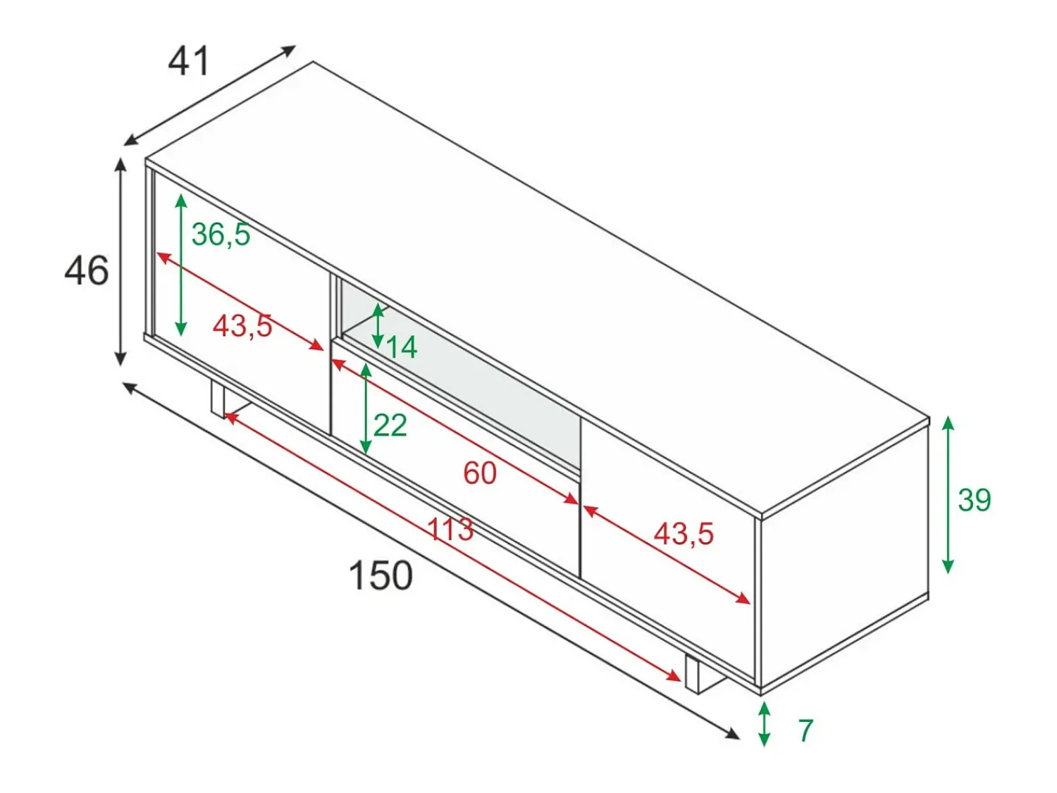 Sale Dmora Móvel TV Dnard, Aparador para televisão da sala, Móvel TV 3 portas, Aparador baixo, 150x41h46 cm, Carvalho Castanho