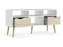 Discount Dmora Móvel TV Dtesse, Aparador de sala, Armário baixo para TV, Base de parede equipada, 117x39 h57 cm, e Carvalho Branco