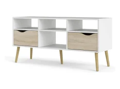 Discount Dmora Móvel TV Dtesse, Aparador de sala, Armário baixo para TV, Base de parede equipada, 117x39 h57 cm, e Carvalho Branco