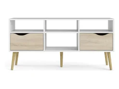 Discount Dmora Móvel TV Dtesse, Aparador de sala, Armário baixo para TV, Base de parede equipada, 117x39 h57 cm, e Carvalho Branco