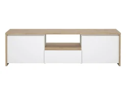Online Dmora Móvel TV Dtessior, Aparador sala, Armário baixo para TV, Base de parede equipada, 179x48 h52 cm, Carvalho e Branco Castanho