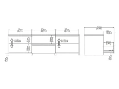 Online Dmora Móvel TV Dtessior, Aparador sala, Armário baixo para TV, Base de parede equipada, 179x48 h52 cm, Carvalho e Branco Castanho