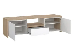 Online Dmora Móvel TV Dtessior, Aparador sala, Armário baixo para TV, Base de parede equipada, 179x48 h52 cm, Carvalho e Branco Castanho