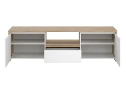 Online Dmora Móvel TV Dtessior, Aparador sala, Armário baixo para TV, Base de parede equipada, 179x48 h52 cm, Carvalho e Branco Castanho