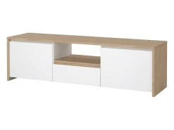 Online Dmora Móvel TV Dtessior, Aparador sala, Armário baixo para TV, Base de parede equipada, 179x48 h52 cm, Carvalho e Branco Castanho