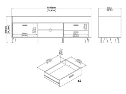 New Dmora Móvel TV Dtestin, Aparador de sala, Armário baixo para TV, Base de parede equipada, 182x51 h62 cm, Carvalho e Branco Castanho