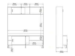 Móvel De Tv*Dmora Móvel TV Dteston, Aparador de sala, Armário baixo para TV, Base de parede equipada, 159x48 h181 cm, Carvalho e Branco Castanho