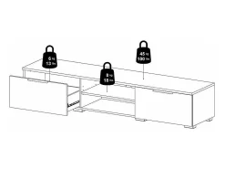 Sale Dmora Móvel TV Dtheat, Aparador sala, Armário baixo para TV, Base de parede equipada, 173x40 h33 cm, Preto