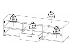 Hot Dmora Móvel TV Dthorsb, Aparador de sala, Móvel baixo para TV, Base de parede equipada, 147x40 h38 cm, Preto