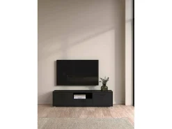 Hot Dmora Móvel TV Dthorsb, Aparador de sala, Móvel baixo para TV, Base de parede equipada, 147x40 h38 cm, Preto