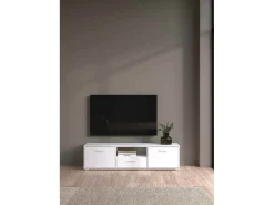Hot Dmora Móvel TV Dthorsb, Aparador de sala, Móvel baixo para TV, Base de parede equipada, 147x40 h38 cm, Branco