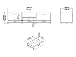 Hot Dmora Móvel TV Dthorsb, Aparador de sala, Móvel baixo para TV, Base de parede equipada, 147x40 h38 cm, Branco