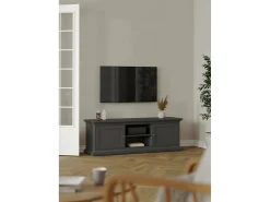 Móvel De Tv|Dmora Móvel TV Dthura, Aparador de sala, Armário baixo para TV, Base de parede equipada, 149x42 h51 cm, Cinza Cinzento