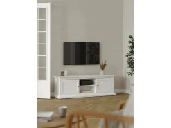 Móvel De Tv|Dmora Móvel TV Dthura, Aparador sala, Armário baixo para TV, Base de parede equipada, 149x42 h51 cm, Branco