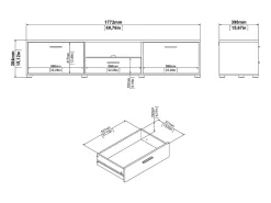 Móvel De Tv|Dmora Móvel TV Dtinagli, Aparador sala, Armário baixo para TV, Base de parede equipada, 177x40 h38 cm, Preto