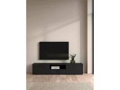 Móvel De Tv|Dmora Móvel TV Dtinagli, Aparador sala, Armário baixo para TV, Base de parede equipada, 177x40 h38 cm, Preto