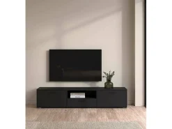 Móvel De Tv|Dmora Móvel TV Dtinagli, Aparador sala, Armário baixo para TV, Base de parede equipada, 177x40 h38 cm, Preto
