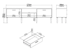 Móvel De Tv|Dmora Móvel TV Dtisc, Aparador de sala, Armário baixo para TV, Base de parede equipada, 177x40 h57 cm, Preto