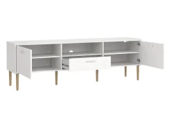 Outlet Dmora Móvel TV Dtisc, Aparador sala, Armário baixo para TV, Base de parede equipada, 177x40 h57 cm, Branco