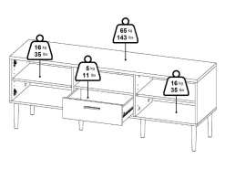 Dmora Móvel TV Dtoc, Aparador sala, Armário baixo para TV, Base de parede equipada, 147x40 h57 cm, Carvalho Castanho