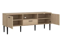 Dmora Móvel TV Dtoc, Aparador sala, Armário baixo para TV, Base de parede equipada, 147x40 h57 cm, Carvalho Castanho
